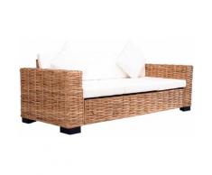 YOUTHUP Divano da Giardino a 3 Posti in Rattan Naturale - Marrone