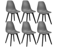 Sedie per Sala da Pranzo Design 83 x 54 x 48 cm Set di 6 Pezzi Plastica Grigio/Nero
