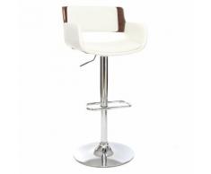 Sgabello da bar design poliuretano Bianco e legno scuro RAY