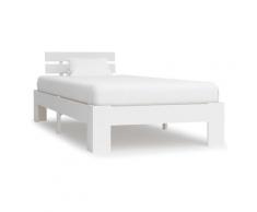 Letto in Legno Massello di Pino Elegante Moderno Bianco varie dimensioni dimensioni : 100x200 cm