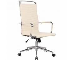 Sedia Ufficio Batley In Similpelle o vera pelle Crema Vera pelle