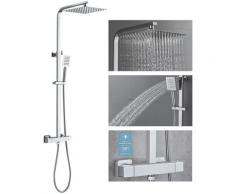 Colonna Doccia con Termostatico in Acciaio Inox, Sistema Doccia Antiscottatura, Set de Doccia con
