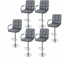 BATHRINS®6 x Sgabello alto,Seggiolone con schienale braccioli caricabile fino a 120kg - grigio,