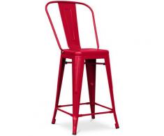 Sgabello da bar Tolix quadrati con schienale Pauchard Style - 60cm Rosso