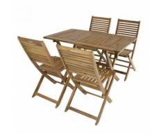 Bentley - Set Da Giardino In Legno - Tavolo Rettangolare E 4 Sedie - 5 Pz.