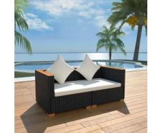 Divano da Giardino in Polyrattan Nero