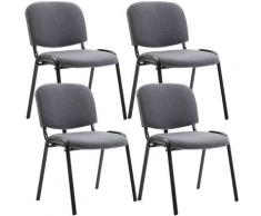 Set 4 Sedie Ufficio Visitatore Ken Imbottite In Tessuto Grigio