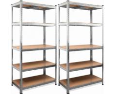 Scaffale set da 2 mensola scaffali scaffalatura metallo zincato 5 ripiani 875kg