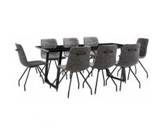 Set Sala da Pranzo 9 pz in Similpelle Marrone Scuro