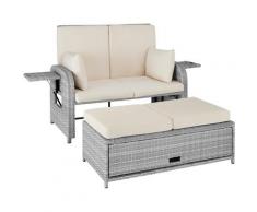 Tectake - Divano in rattan Creta - arredo giardino, arredamento da giardino, divano rattan - grigio