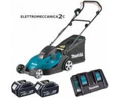MAKITA DLM431PT2 rasaerba a spinta 36v 2x18 caricabatteria doppio 2 batterie 5ah lama 43cm