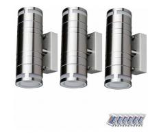 Set di 3 lampade da esterno a LED RGB facciate su giù riflettori dimmerabile luci di controllo