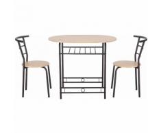 3 Pezzi Set da Pranzo, Set Tavolo da Cucina con 2 Sedie, Moderno ed Elegante, Vari Colori