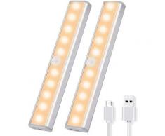 Luci per armadietto 2PCS con luci per armadietto con rilevatore di movimento Armadio wireless a LED