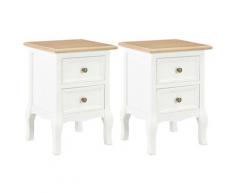 Comodino Bianco 2 pz 35x30x49 cm in MDF
