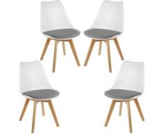 Set di 4 Tulip Pranzo/Ufficio Sedia con Gambe in Faggio Massiccio, Sedie Senza Braccia Imbottita di
