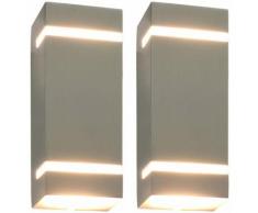 Lampade da Parete da Esterno 2 pz 35 W Argento Rettangolari VD27338 - Hommoo