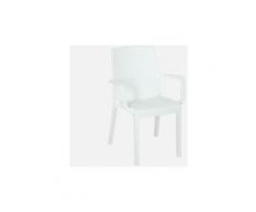 Sedia poltrona indiana in simil rattan per esterno interno set 4 pezzi BIANCO (Bianco - Set 4 pz)