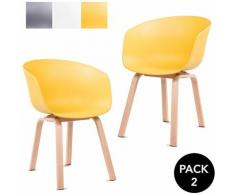 Pack 2 sedie da pranzo senape da sala da pranzo cucina a tulipano design nordico con braccioli