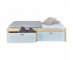 Links letto singolo con cassettoni in pino verniciato bianco/naturale 96x209x48h. - Inter Link