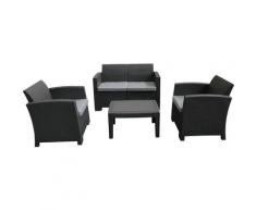 Set da Giardino Siena Resina 1 Divano + 2 Poltrone Singole + 1 Tavolo Grigio Antracite - Chillvert