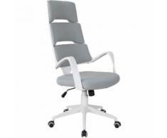 Sedia Da Ufficio Presidenziale Ergonomica In Tessuto Fadami Bianco E Grigio