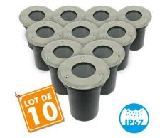 Set di 10 faretti da incasso a terra INOX 304 GU10 IP67