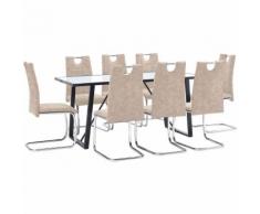 Set Sala da Pranzo 9 pz in Similpelle Crema