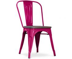 Sedia Tolix in Legno Pauchard Style Nuova edizione - Metallo Fucsia