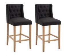Set 2 Sgabelli Cucina Cassandra in Tessuto Nero Antico chiaro