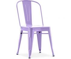 Sedia stile Tolix sedile quadrato - Nuova Edizione - Metallo Viola pastello