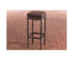 Sgabello polyrattan Alia con imbottitura Tondo/marrone mélange Marrone terra