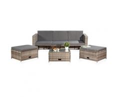 Gruppo di sedute Grey Polyrattan Sgabello da salotto Set da giardino Set da pranzo Set di sedute ??