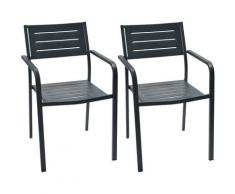 Set 2 Sedie Da Giardino 54x58x84 Cm In Acciaio Con Braccioli Pasotti Dorio Antracite