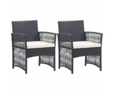 Poltrone da Giardino con Cuscini 2 pz Nere in Polyrattan