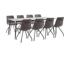 Set Sala da Pranzo 9 pz in Similpelle Marrone Scuro