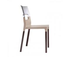 Gbshop - SEDIA NATURAL DIVA confezione 2 pezzi Tortora + trasparente/ gambe faggio weng