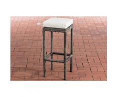 Sgabello polyrattan Alia con imbottitura Tondo/grigio mélange Bianco crema