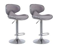 Set 2 Sgabelli Cucina Las Vegas V2 in Tessuto Grigio chiaro Cromato
