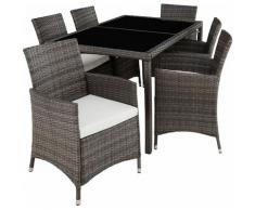 set da giardino in polyrattan Lissabon, 6+1 - arredo giardino, mobili da giardino, set da giardino