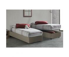 Letto Silvia singolo con contenitore, Made in Italy, in ecopelle, cm 90x200, con apertura Frontale,