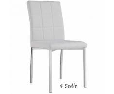 4 Sedie Bianca Ecopelle Imbottita Metallo Design Moderna Sala da Pranzo Cucina