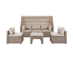 Beliani - Divano coperto a 5 posti in rattan beige COCCOLIA