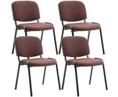 Set 4 Sedie Ufficio Visitatore Ken Imbottite In Tessuto Marrone