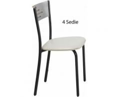 4 Sedie Grigie Cucina Ecopelle Imbottita Metallo Antracite Moderna Sala Pranzo