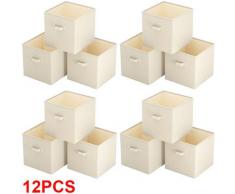 12Pcs GUARDAROBA SCATOLA 37 x 33 x 33 CM, ORGANIZER Cubo Box Salvaspazio Ripiegabile Beige, Fatto