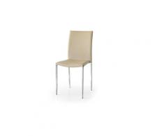 Sedia in ecopelle imbottita JESON gambe cromate vendibile set 4 pezzi TORTORA