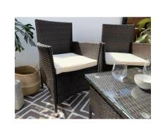 Set di mobili da giardino e terrazza, 4 posti, marrone, rattan sintetico, divano (105x56x88),