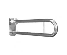 Maniglione barra ribaltabile con piastra lunga cm70 e porta rotolo inox bianco