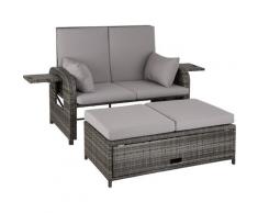Tectake - Divano in rattan Creta - arredo giardino, arredamento da giardino, divano rattan - grigio
